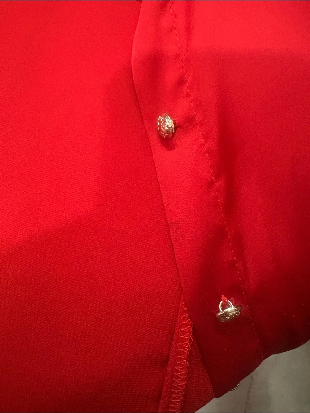 Guess Red Satin Button-Down Top - Picture 3 of 4